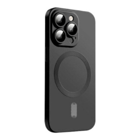 Husa Magsafe iPhone 14 Pro, Protectie Din Sticla Pentru Camere, Negru