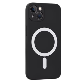 Husa iPhone 15 Magsafe Spate Silicon Cu Protectie Camera, Negru