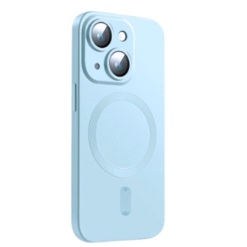 Husa Magsafe iPhone 15 Protectie Din Sticla Pentru Camere, Albastru