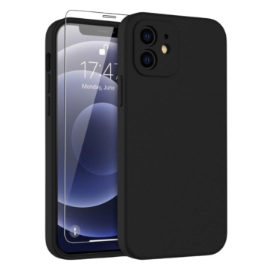 Husa iPhone 12 Silicon Soft Cu Protectie Camera, Negru