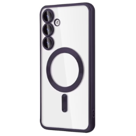 Husa Transparenta Samsung A15 Cu Margini Colorate Magsafe, Protectie Camera, Mov