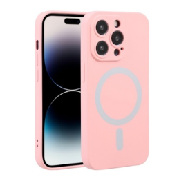 Husa iPhone 15 Pro Max Magsafe Spate Silicon Cu Protectie Camera, Roz