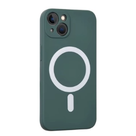 Husa iPhone 16 Magsafe Spate Silicon Cu Protectie Camera, Verde