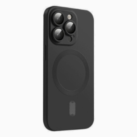 Husa Magsafe iPhone 14 Pro Max, Protectie Din Sticla Pentru Camere, Negru