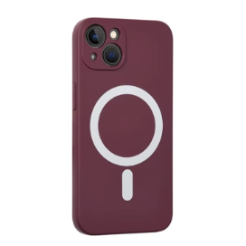 Husa iPhone 14 Pro Max Magsafe Spate Silicon Cu Protectie Camera, Visiniu