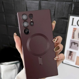 Husa Magsafe Samsung S24 Ultra, Protectie Din Sticla Pentru Camere, Visiniu