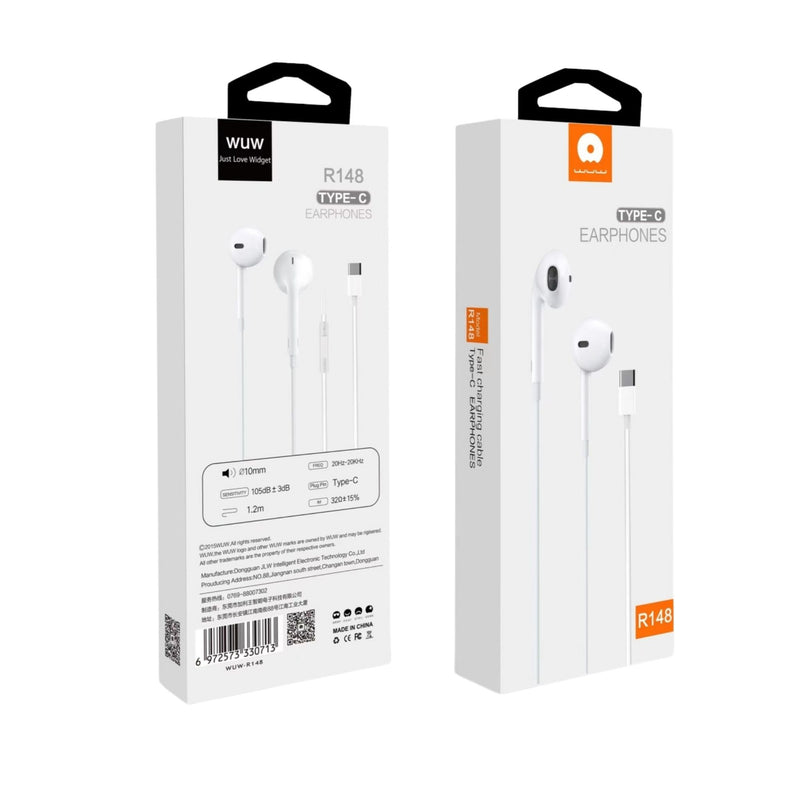 Casti Cu Fir Type-C WUW R148, Albe