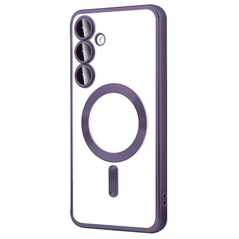 Husa Samsung A35 Transparenta Cu Margini Colorate Magsafe, Protectie Camera, Mov