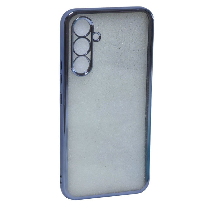 Husa Samsung A54 Transparenta Cu Margini Colorate si Sclipici, Protectie Camera ,Albastru