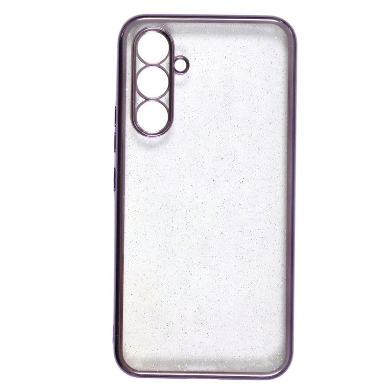 Husa Samsung A54 Transparenta Cu Margini Colorate si Sclipici, Protectie Camera ,Mov