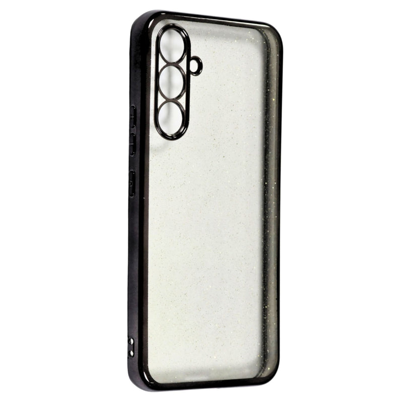 Husa Samsung A54 Transparenta Cu Margini Colorate si Sclipici, Protectie Camera ,Negru