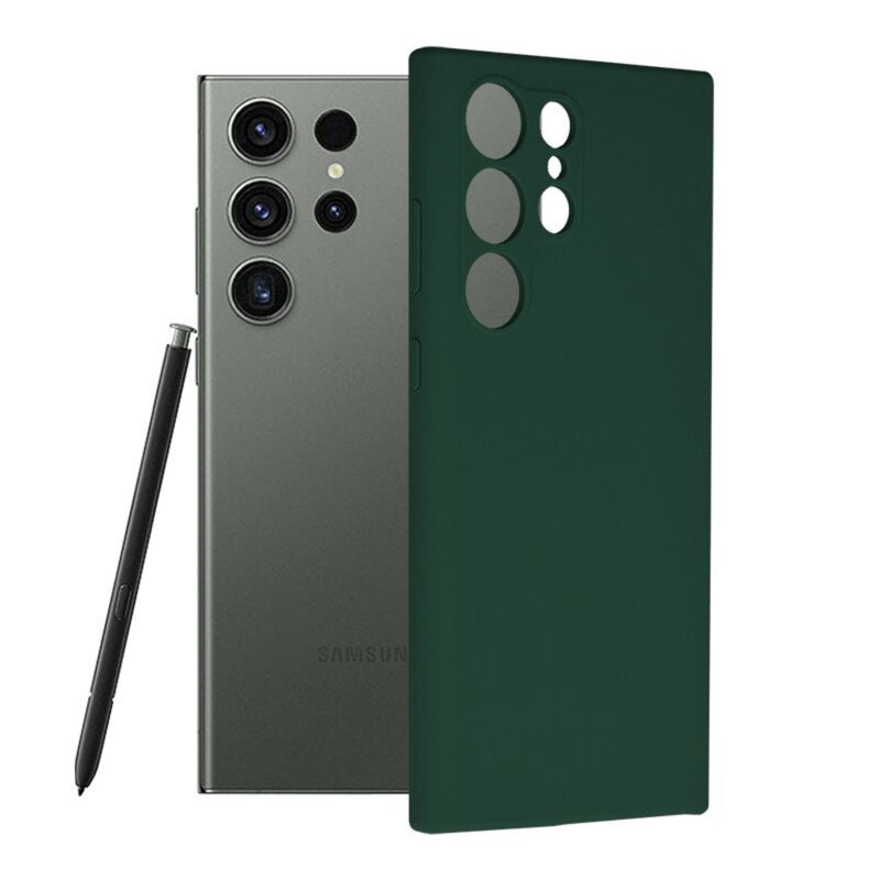 Husa Samsung S22 Ultra Spate Silicon Soft Cu Protectie Camera, Verde