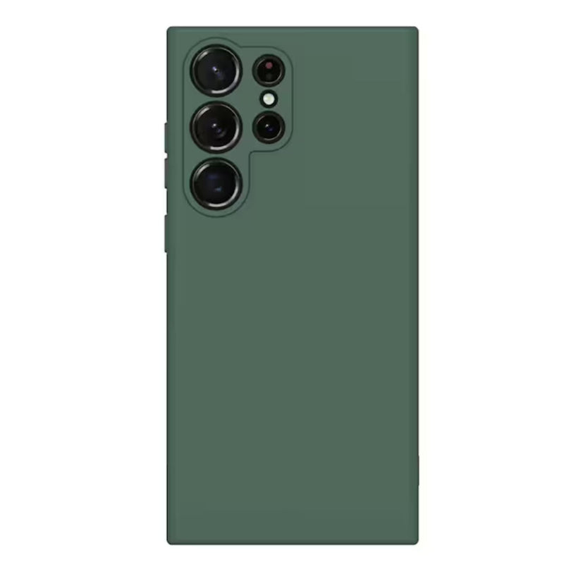 Husa Samsung S22 Ultra Spate Silicon Soft Cu Protectie Camera, Verde Inchis