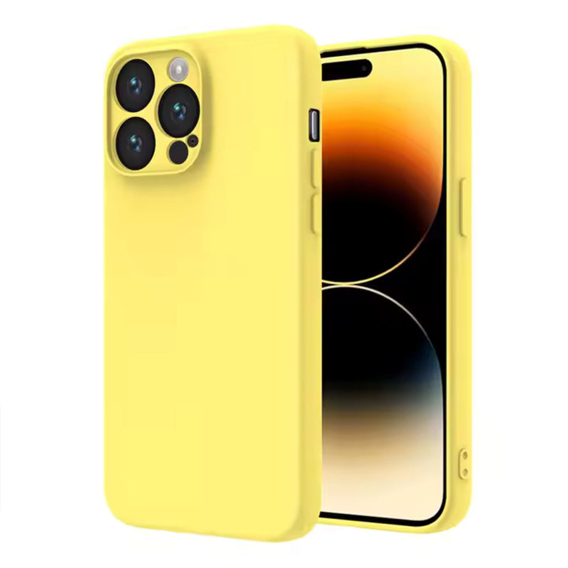 Husa Spate iPhone 13 Pro Max Silicon Soft Cu Protectie Camera, Galben