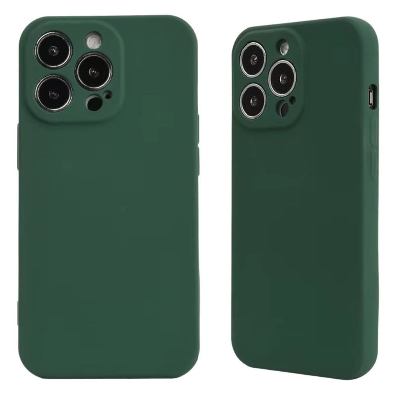 Husa Spate iPhone 13 Pro Max Silicon Soft Cu Protectie Camera, Verde Inchis