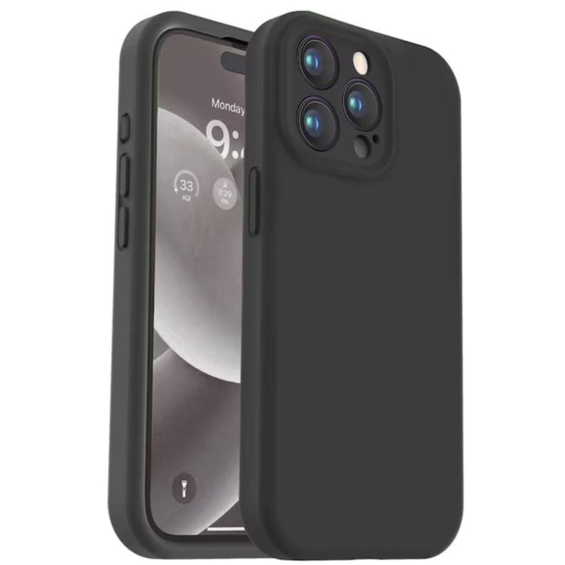 Husa iPhone 15 Pro Spate Silicon Soft Cu Protectie Camera, Negru