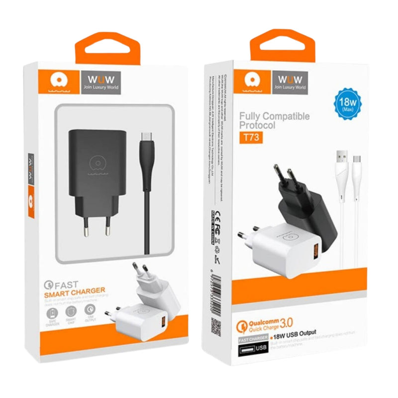 Incarcator priza WUW T73, 18W, Negru + Cablu Usb-C