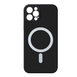 Husa iPhone 15 Pro Max Magsafe Spate Silicon Cu Protectie Camera, Negru