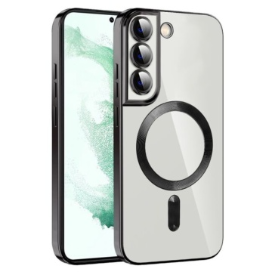 Husa Transparenta Samsung S22 Cu Margini Colorate Magsafe, Protectie Camera, Negru