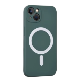 Husa iPhone 14 Pro Magsafe Spate Silicon Cu Protectie Camera, Verde