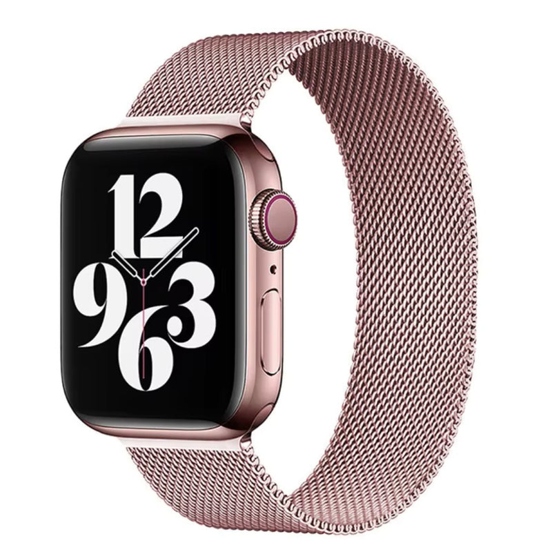 Curea Apple Watch 42/44/45/46/49mm Metalica Milanese, Roz