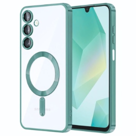 Husa Samsung S24 Transparenta Cu Margini Colorate Magsafe, Protectie Camera, Verde Deschis