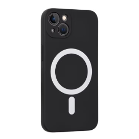 Husa Magsafe Spate Silicon iPhone 15 Plus Cu Protectie Camera, Negru