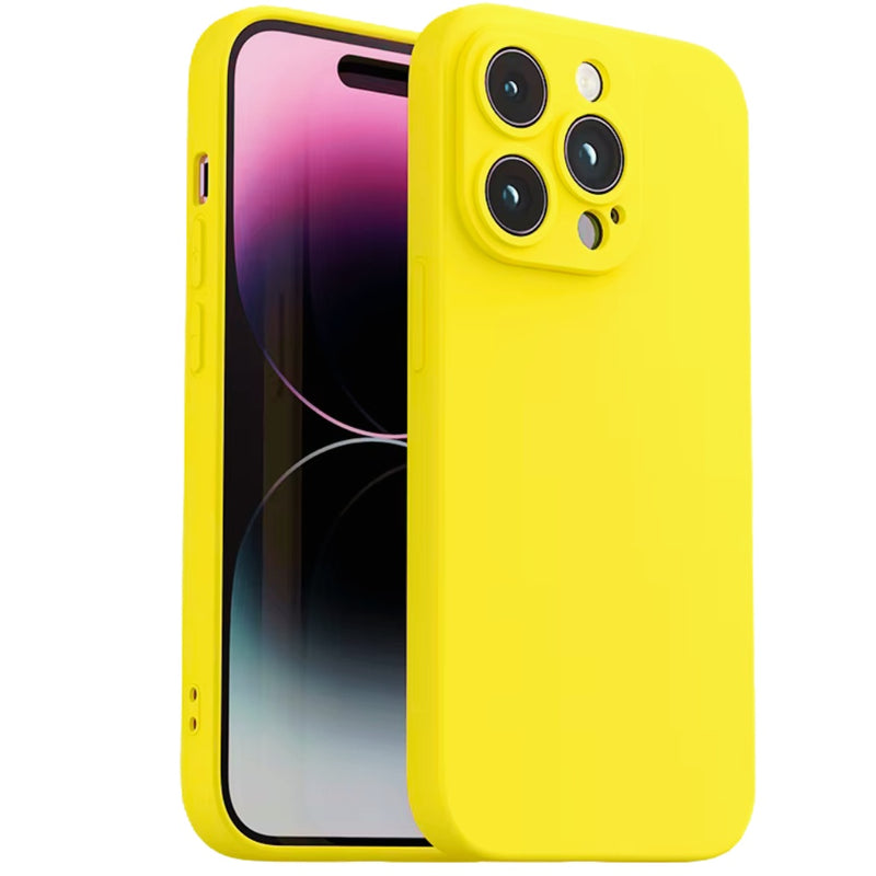 Husa iPhone 13 Pro Spate Silicon Soft Cu Protectia Camera, Galben