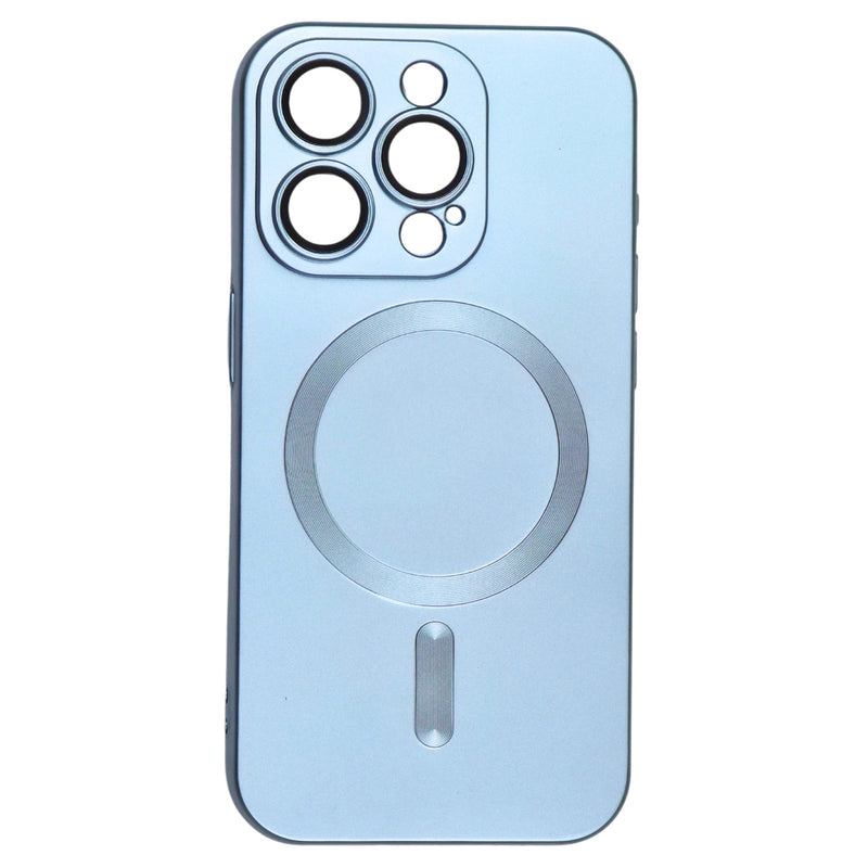 Husa iPhone 15 Pro Magsafe Spate Silicon Cu Protectie Camera Sticla, Albastru Deschis