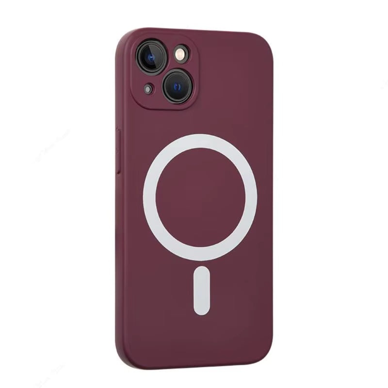 Husa iPhone 15 Pro Magsafe Spate Silicon Cu Protectie Camera, Visiniu