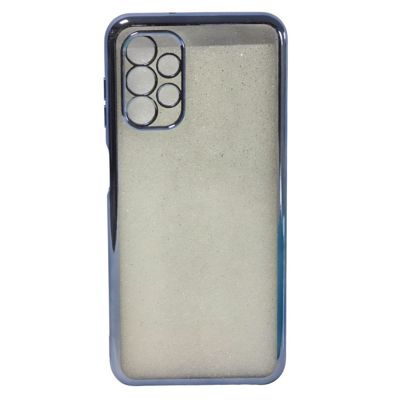 Husa Samsung A13 4G Transparenta Cu Margini Colorate si Sclipici, Protectie Camera ,Albastru
