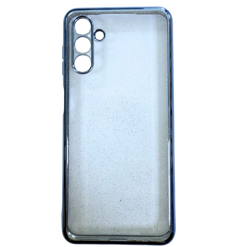 Husa Samsung A13 5G Transparenta Cu Margini Colorate si Sclipici, Protectie Camera ,Albastru