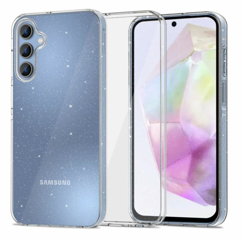 Husa Samsung A05S Transparenta Cu Sclipici, Protectie Camera