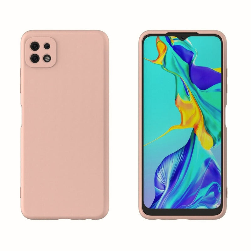 Husa Samsung A22 5G Spate Silicon Soft Cu Protectie Camera, Roz Pal
