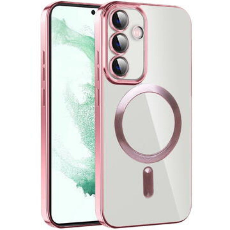 Husa Samsung S20 FE Transparenta Cu Margini Colorate Magsafe, Protectie Camera,Roz